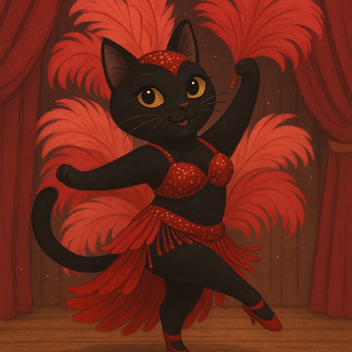 Dancing Black Cat