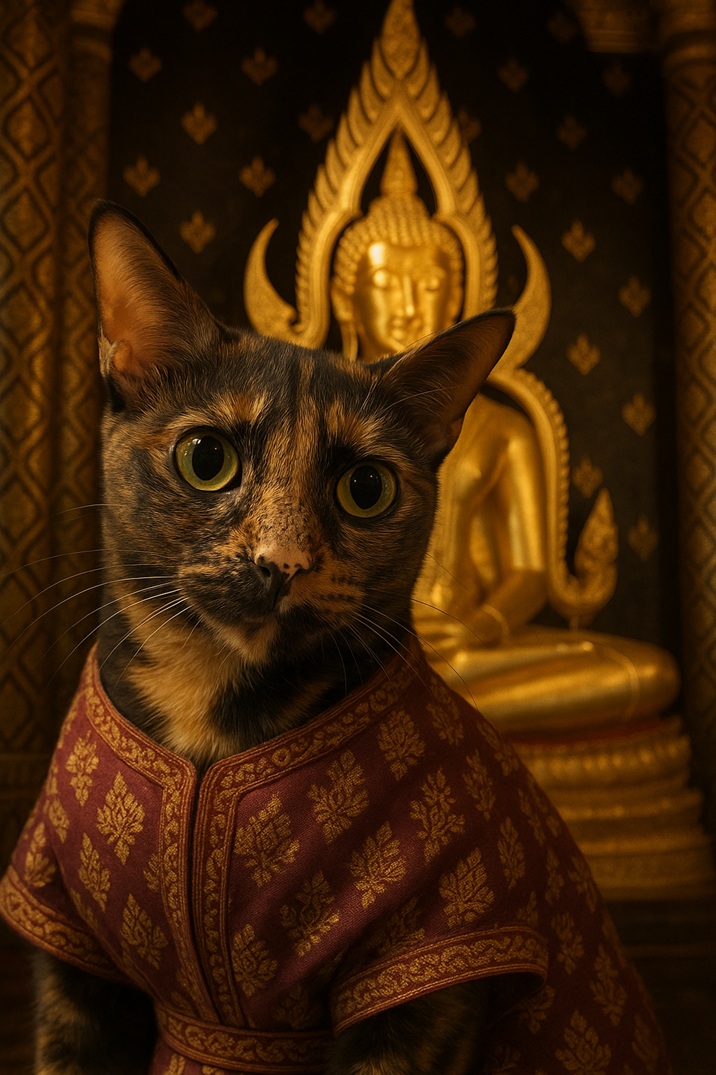 แมวแต่งชุดไทยไปไหว้พระ — Temple Cat Diary